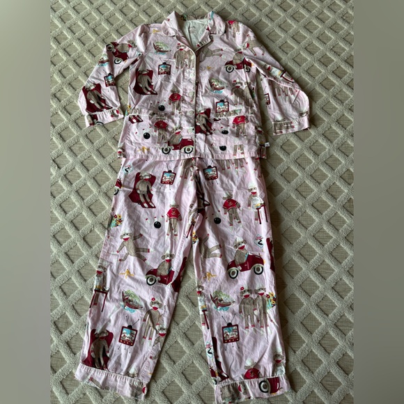 Nick & Nora Pink Sock Monkey Print 2 Piece Pajama Set Size XL Loungewear Casual - Picture 11 of 12